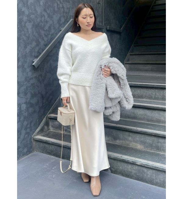 LAGUNAMOON「バイヤスサテンナロースカート」|スカート|