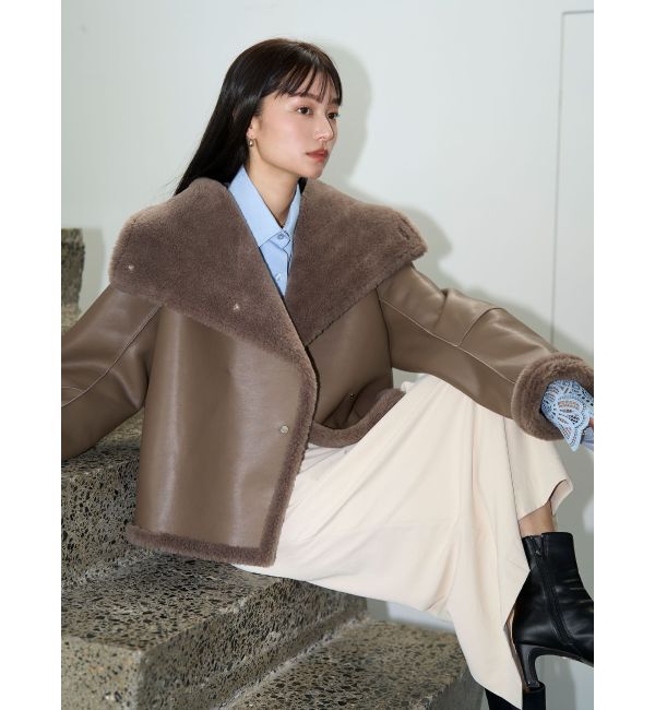 LAGUNAMOON「フェイクムートンスタンドカラーコート」|その他|