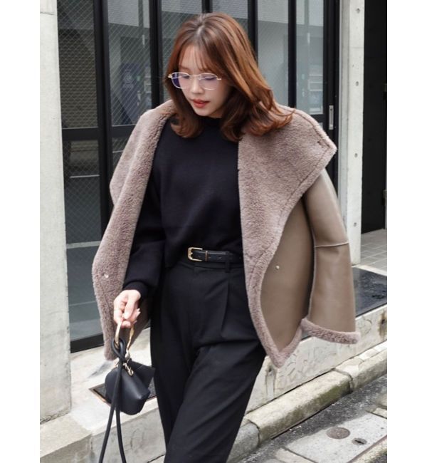 LAGUNAMOON「フェイクムートンスタンドカラーコート」|その他|