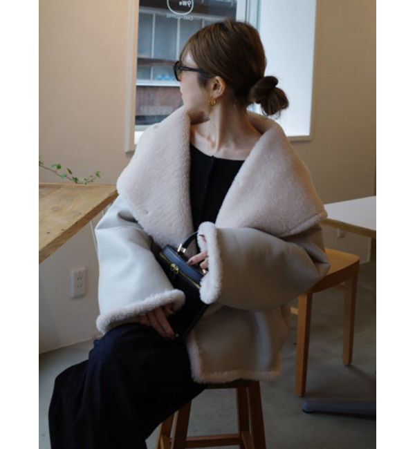 LAGUNAMOON「フェイクムートンスタンドカラーコート」|その他|