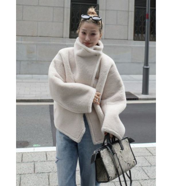 LAGUNAMOON「フェイクムートンスタンドカラーコート」|その他|