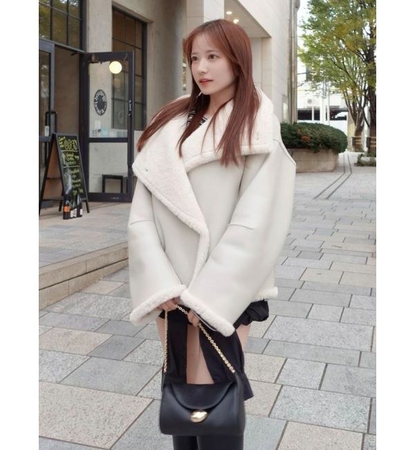 LAGUNAMOON「フェイクムートンスタンドカラーコート」|その他|