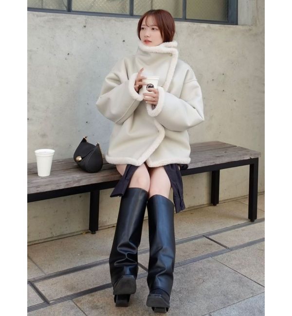 LAGUNAMOON「フェイクムートンスタンドカラーコート」|その他|