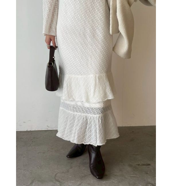 LAGUNAMOON「ニッティングパターンヘムフリルニットワンピース」|ワンピース|