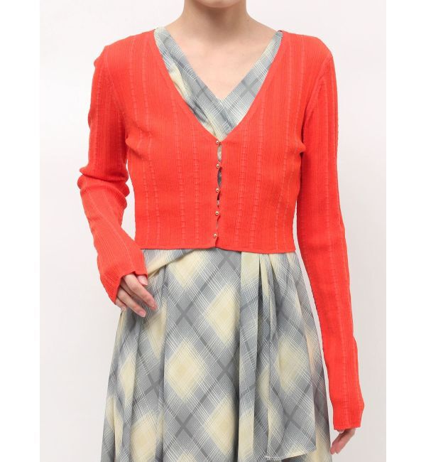 LAGUNAMOON「コットンアイレットニットカーディガン」|カーディガン|オレンジ
