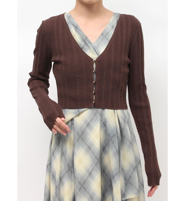 LAGUNAMOON「コットンアイレットニットカーディガン」|カーディガン|ブラウン