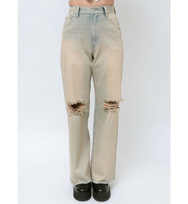 EVRIS「ダメージワイドヴィンテージライクデニムパンツ」|デニム|
