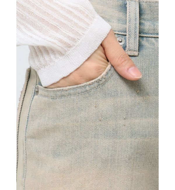 EVRIS「ダメージワイドヴィンテージライクデニムパンツ」|デニム|