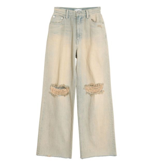 EVRIS「ダメージワイドヴィンテージライクデニムパンツ」|デニム|
