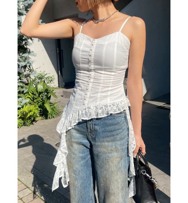 EVRIS「レースフリルキャミソール」|キャミソール|ホワイト