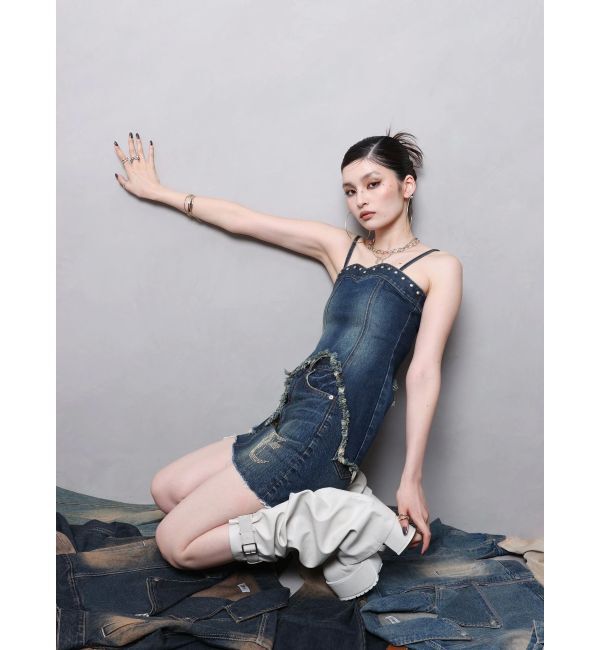 EVRIS「ワンポイントスタッズデニムミニスカート【セットアップ着用可能】」|スカート|