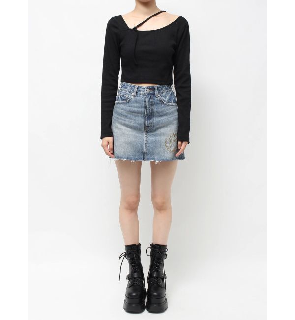 EVRIS「ワンポイントスタッズデニムミニスカート【セットアップ着用可能】」|スカート|
