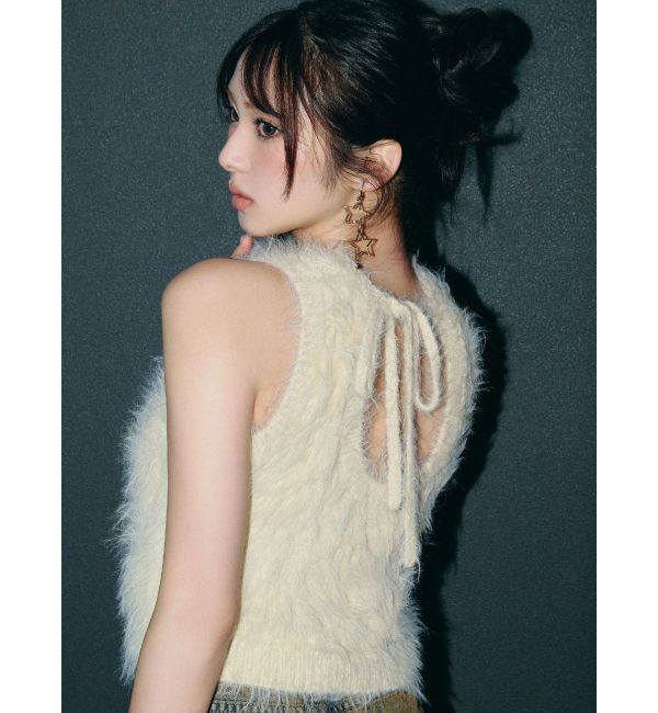 EVRIS「ファンシーヤーンノースリニットトップス」|タンクトップ|アイボリー