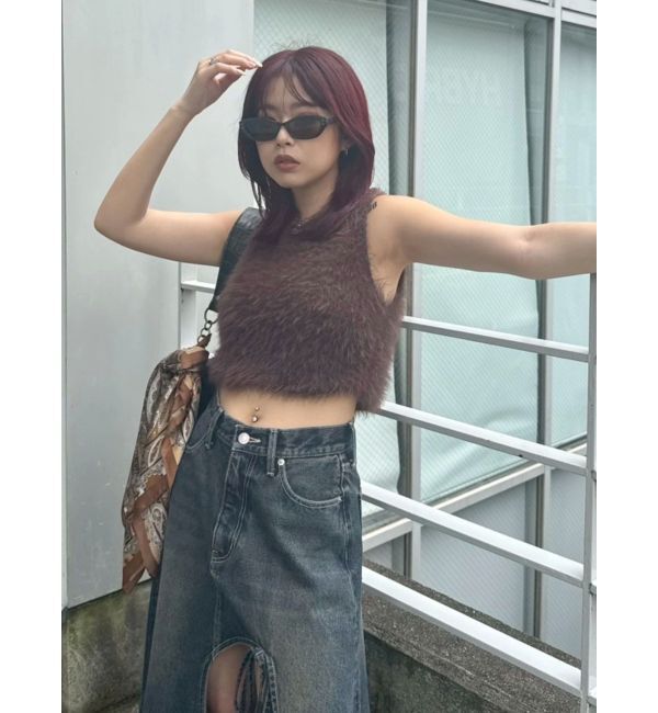 EVRIS「ファンシーヤーンノースリニットトップス」|タンクトップ|