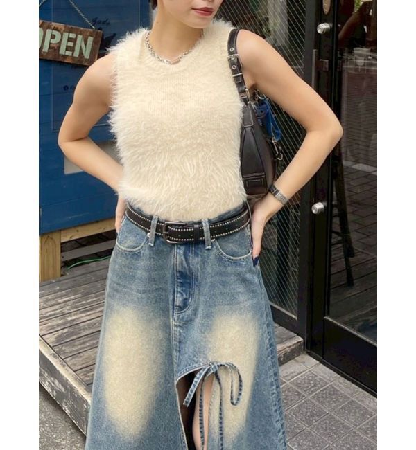 EVRIS「ファンシーヤーンノースリニットトップス」|タンクトップ|