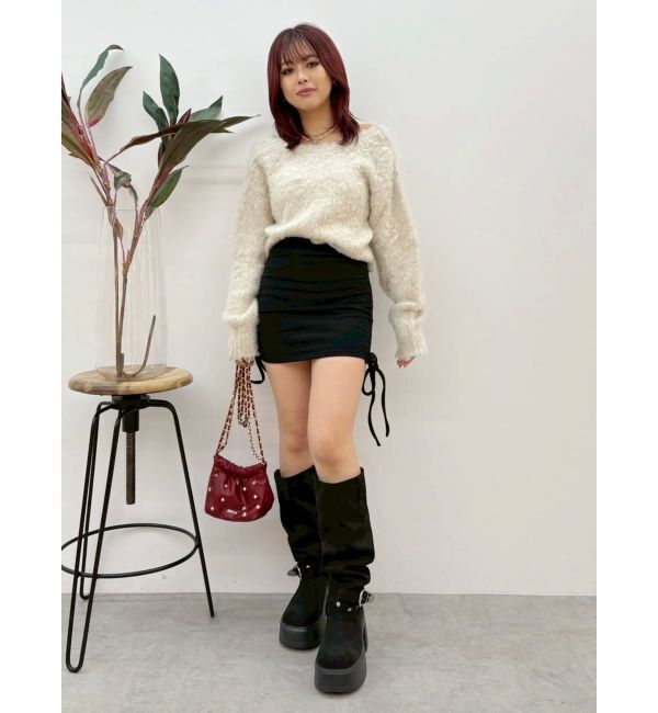 EVRIS「サイドギャザースウェットミニスカート【セットアップ着用可能】」|スカート|