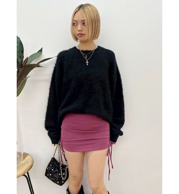 EVRIS「サイドギャザースウェットミニスカート【セットアップ着用可能】」|スカート|