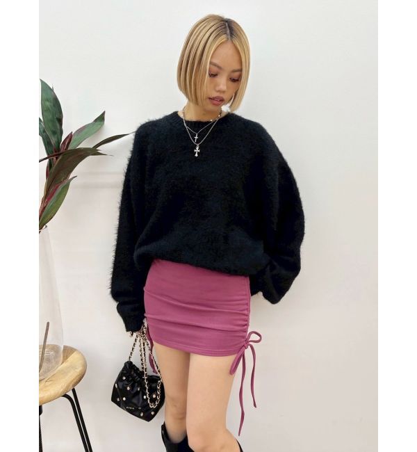 EVRIS「サイドギャザースウェットミニスカート【セットアップ着用可能】」|スカート|