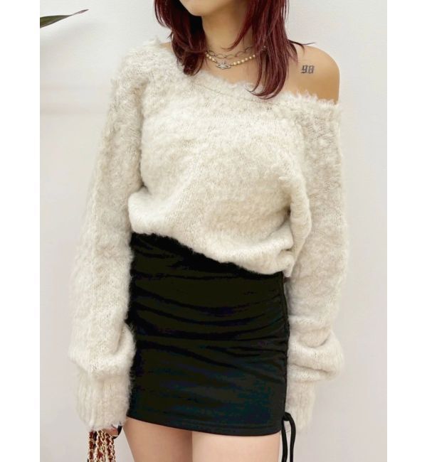 EVRIS「サイドギャザースウェットミニスカート【セットアップ着用可能】」|スカート|