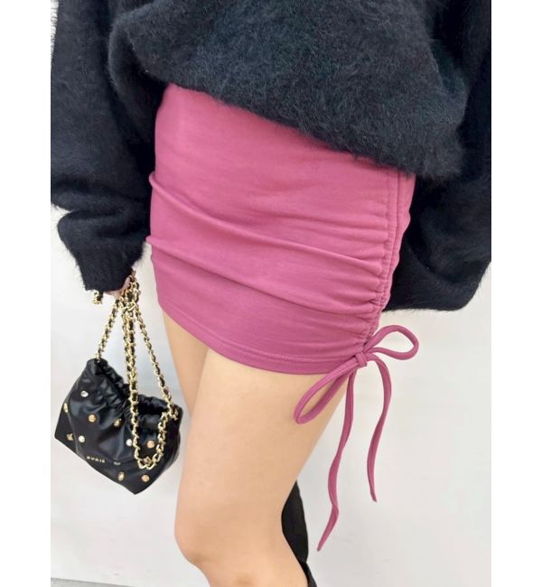 EVRIS「サイドギャザースウェットミニスカート【セットアップ着用可能】」|スカート|パープル