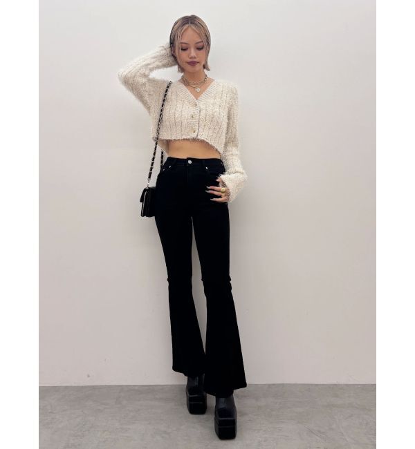 EVRIS「フェザーラメニットショートカーディガン」|カーディガン|