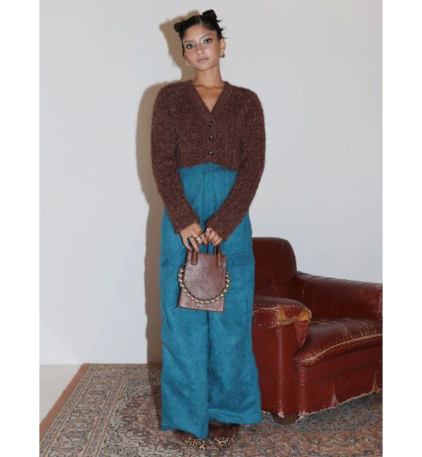 EVRIS「フェザーラメニットショートカーディガン」|カーディガン|