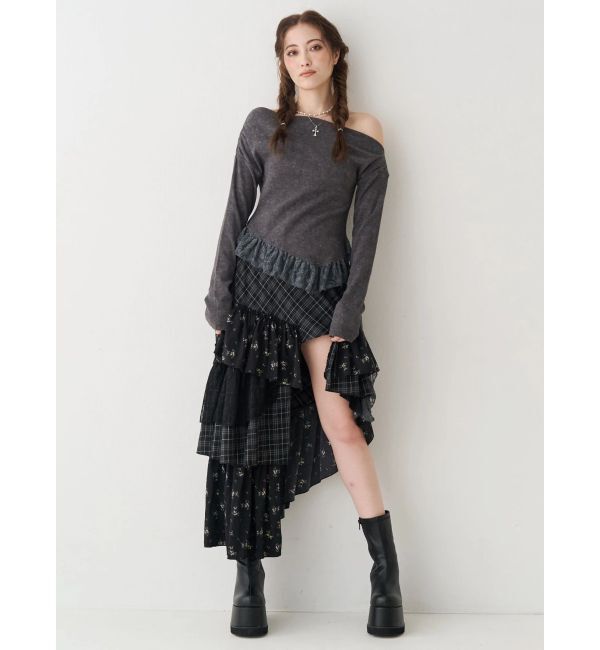 EVRIS「レースドッキングアシンメトリートップス」|Tシャツ・カットソー|