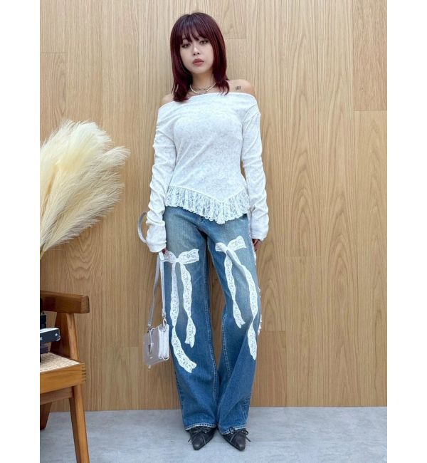 EVRIS「レースドッキングアシンメトリートップス」|Tシャツ・カットソー|