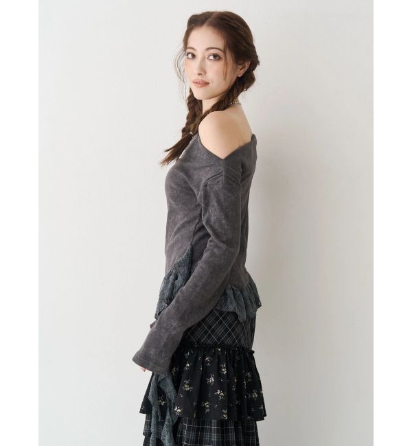 EVRIS「レースドッキングアシンメトリートップス」|Tシャツ・カットソー|