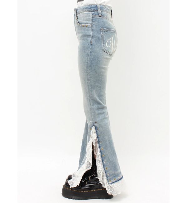 jouetie「レースドッキングスタッズフレアデニム」|デニム|