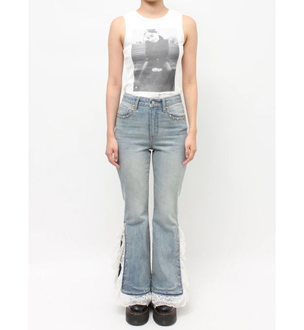 jouetie「レースドッキングスタッズフレアデニム」|デニム|
