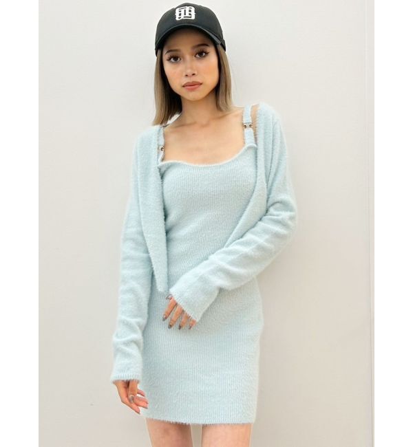 GYDA「Symmetry GYDA embroideryシャギーニットカーディガン【SETUP着用可】」|カーディガン|