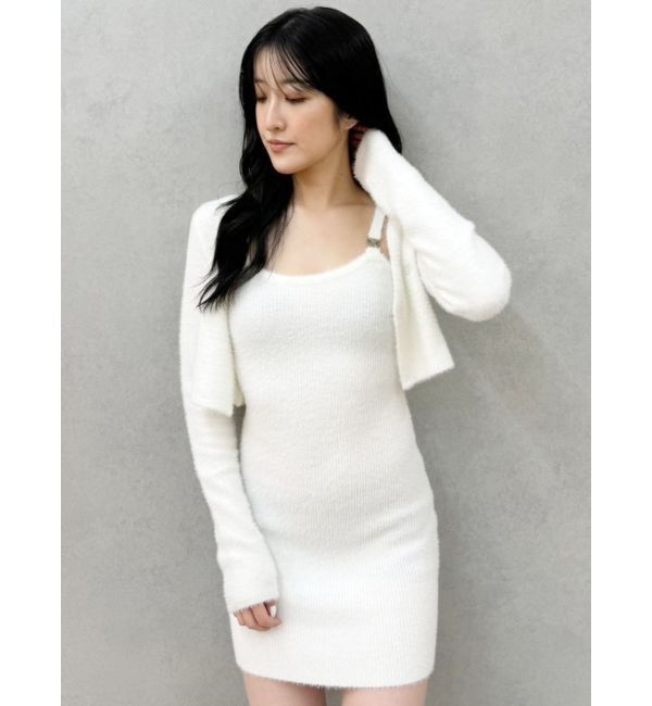 GYDA「Symmetry GYDA embroideryシャギーニットカーディガン【SETUP着用可】」|カーディガン|