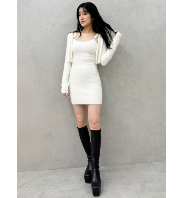 GYDA「Symmetry GYDA embroideryシャギーニットカーディガン【SETUP着用可】」|カーディガン|