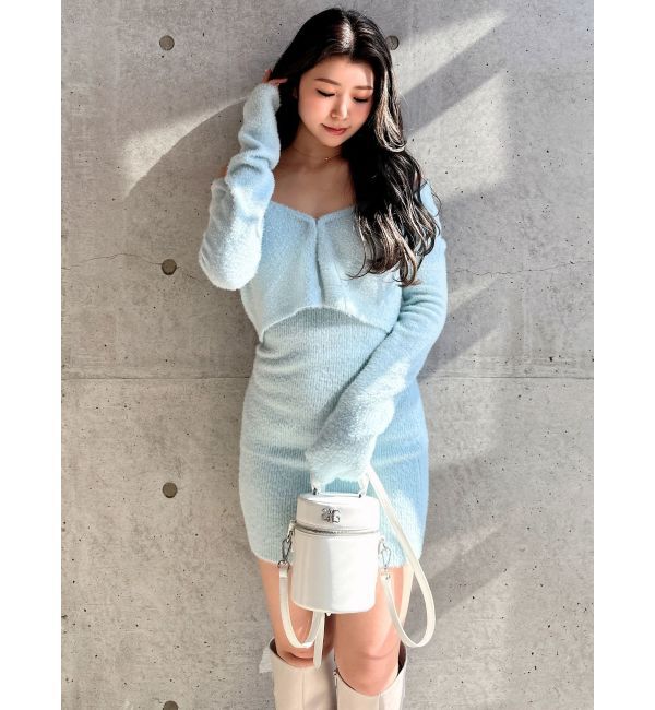 GYDA「Symmetry GYDA embroideryシャギーニットカーディガン【SETUP着用可】」|カーディガン|