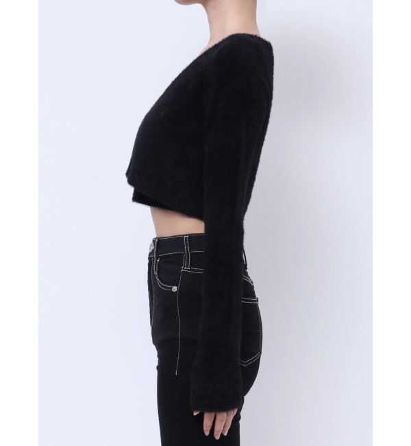 GYDA「Symmetry GYDA embroideryシャギーニットカーディガン【SETUP着用可】」|カーディガン|