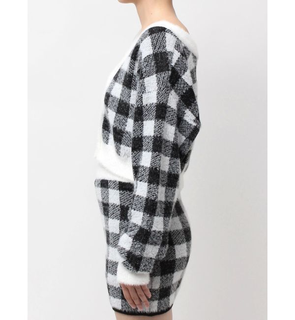 GYDA「CHECK shaggyニットカーディガン」|カーディガン|