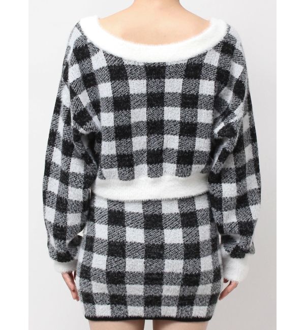 GYDA「CHECK shaggyニットカーディガン」|カーディガン|
