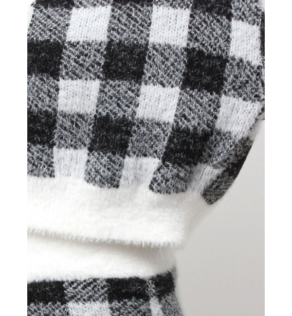 GYDA「CHECK shaggyニットカーディガン」|カーディガン|
