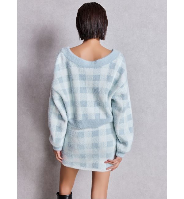 GYDA「CHECK shaggyニットカーディガン」|カーディガン|