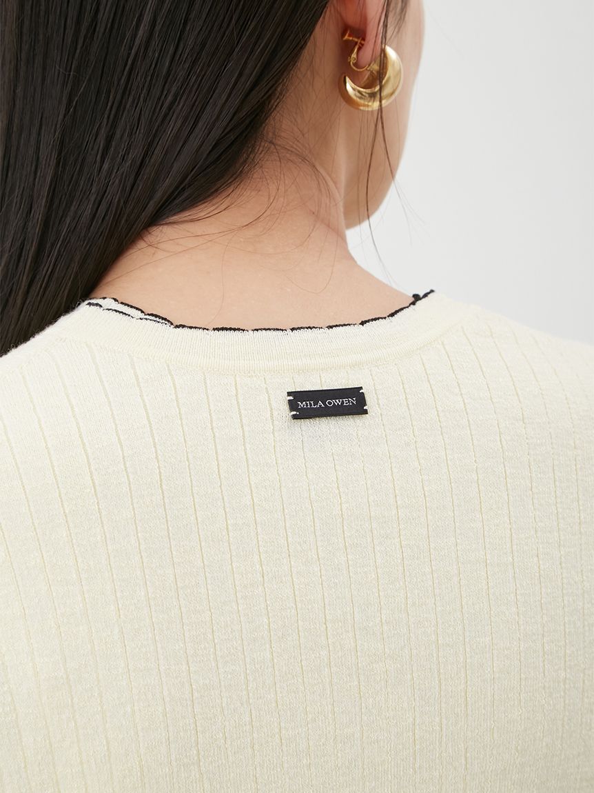 Mila Owen「【セットアップ対応】スカラップデザインシアーアンサンブルカーディガン」|カーディガン|