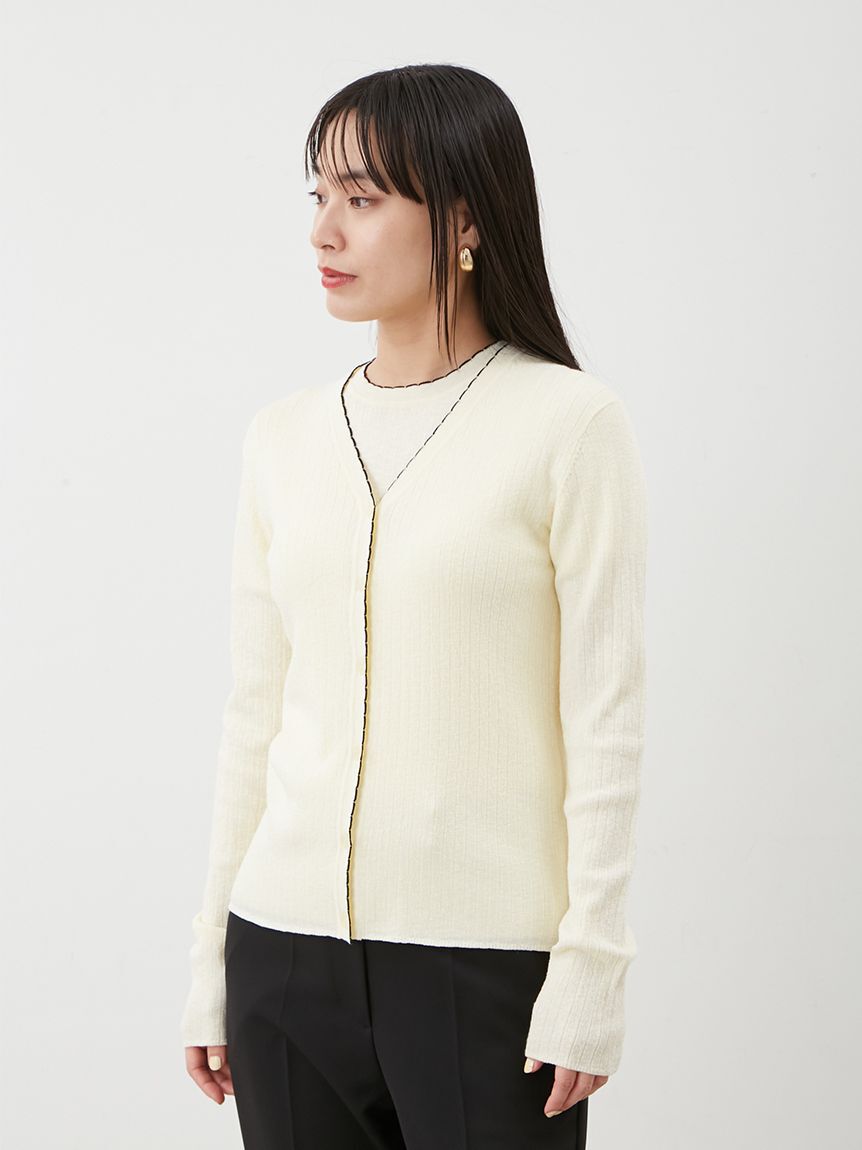 Mila Owen「【セットアップ対応】スカラップデザインシアーアンサンブルカーディガン」|カーディガン|