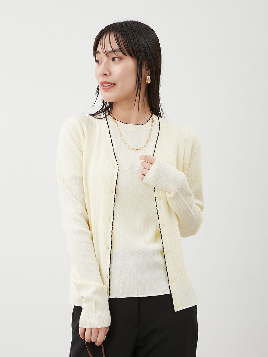 Mila Owen「【セットアップ対応】スカラップデザインシアーアンサンブルカーディガン」|カーディガン|