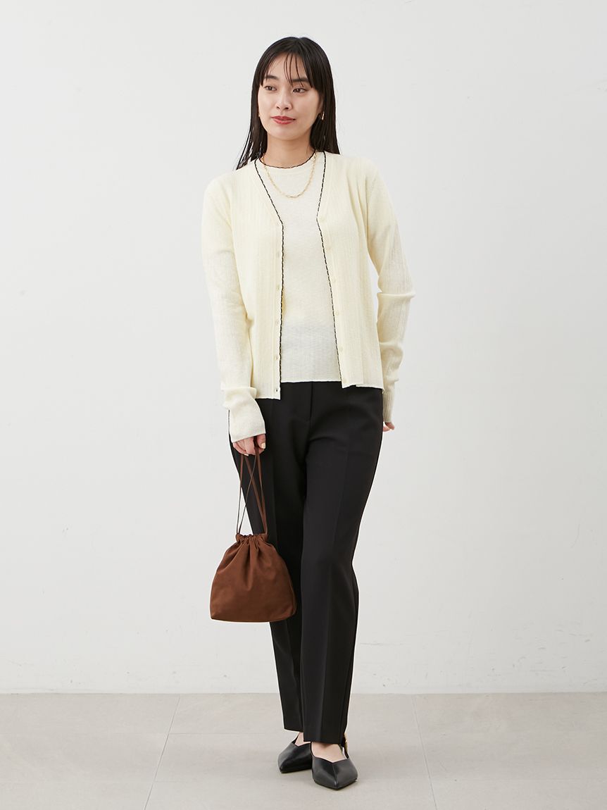 Mila Owen「【セットアップ対応】スカラップデザインシアーアンサンブルカーディガン」|カーディガン|