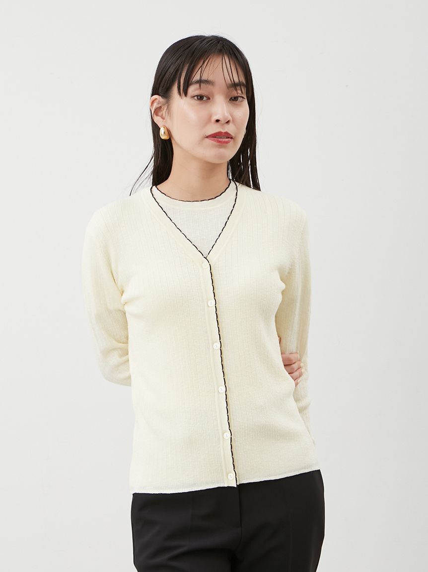 Mila Owen「【セットアップ対応】スカラップデザインシアーアンサンブルカーディガン」|カーディガン|