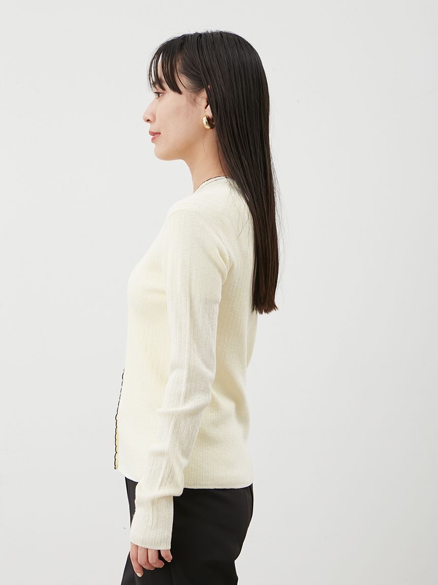 Mila Owen「【セットアップ対応】スカラップデザインシアーアンサンブルカーディガン」|カーディガン|