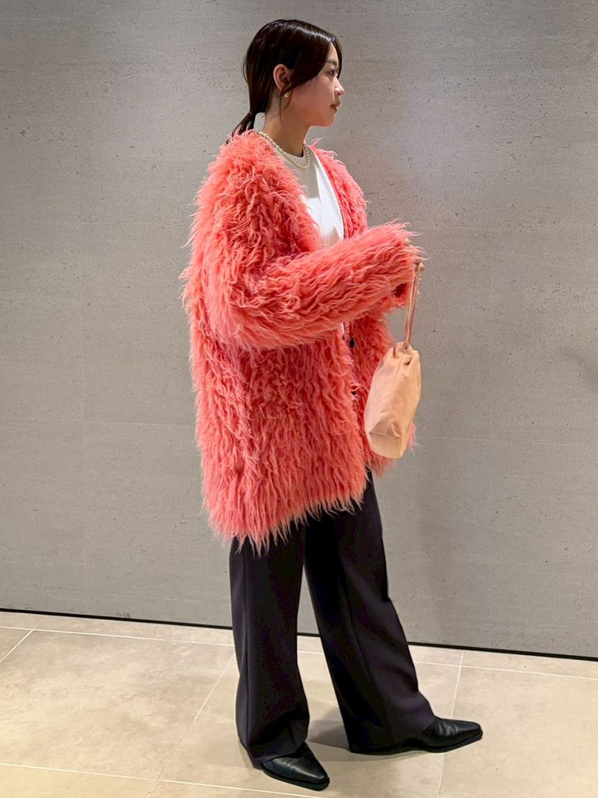 Mila Owen「スコッチ釦シャギーニットカーディガン」|カーディガン|