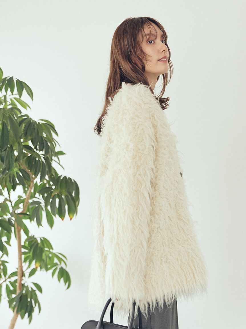 Mila Owen「スコッチ釦シャギーニットカーディガン」|カーディガン|