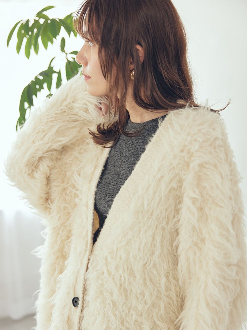 Mila Owen「スコッチ釦シャギーニットカーディガン」|カーディガン|