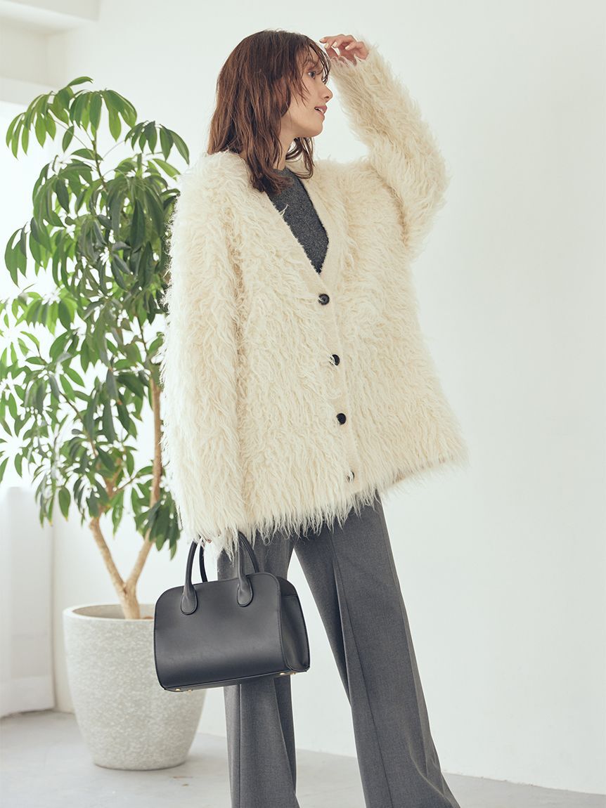 Mila Owen「スコッチ釦シャギーニットカーディガン」|カーディガン|